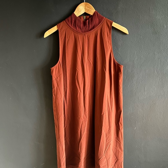 Athleta Initiative Sleeveless Mockneck Burnt Orange Dress - Picture 2 of 4
